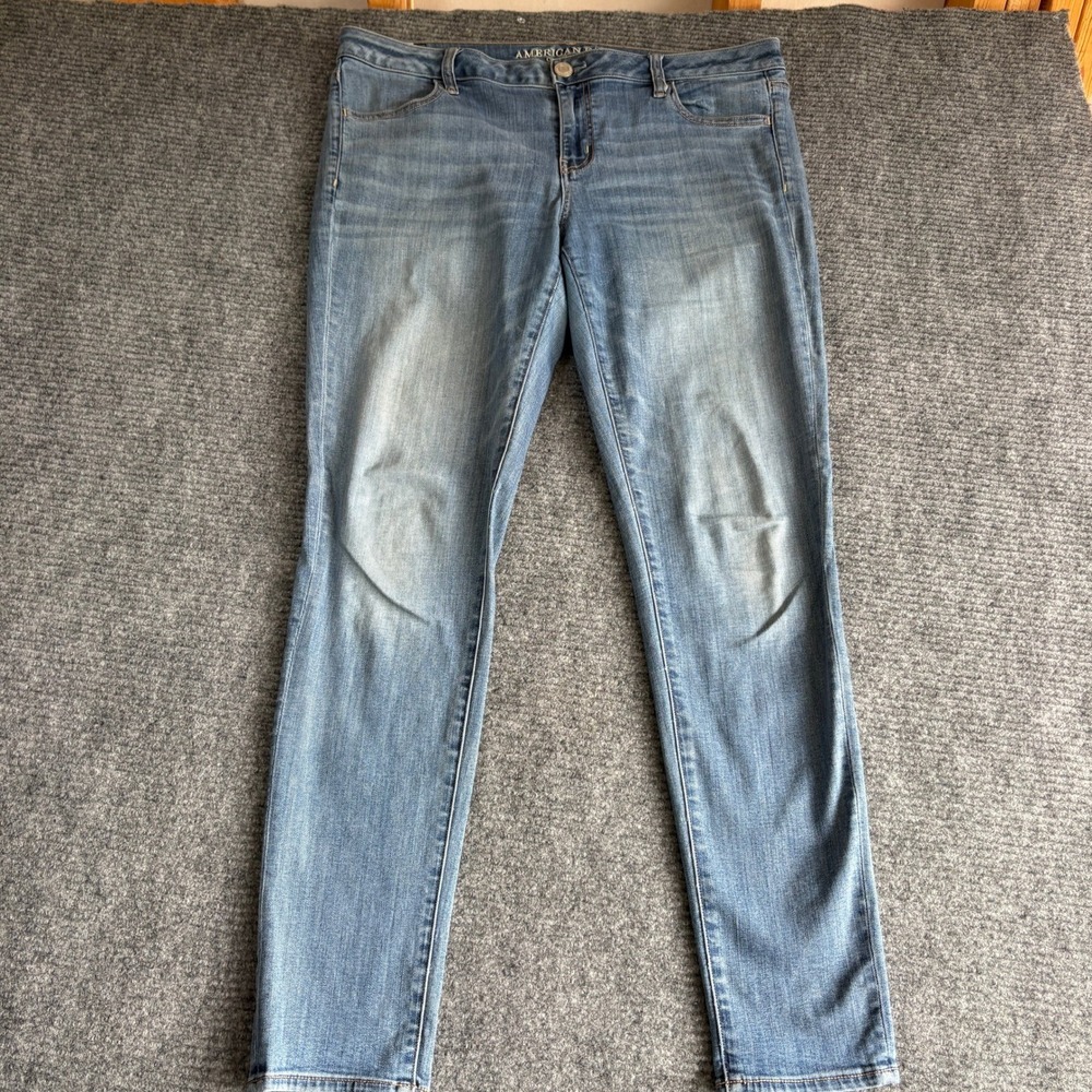 American Eagle Super Low Jegging Light Wash Skinny Jeans Women 16 Long Stretch
